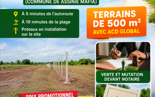 TERRAIN AVEC ACD A 10.000.000 F A ASSINIE MAFIA