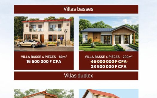 ANGRÉ AHOUÉ  10 ÈME TRANCHE : VILLAS 4 PIÈCES EN GROS ŒUVRE