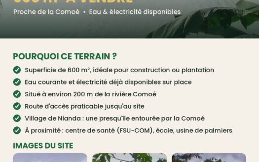 Terrain de 600 mètres carrés en vente